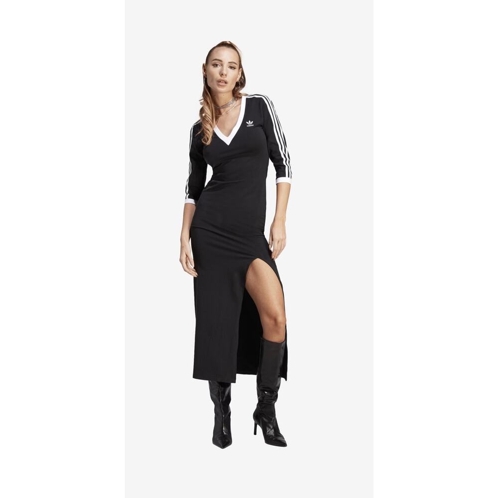 NEW ADIDAS ORIGINALS Women's XS Adicolor Maxi V Dress IK0439 - Picture 2 of 6